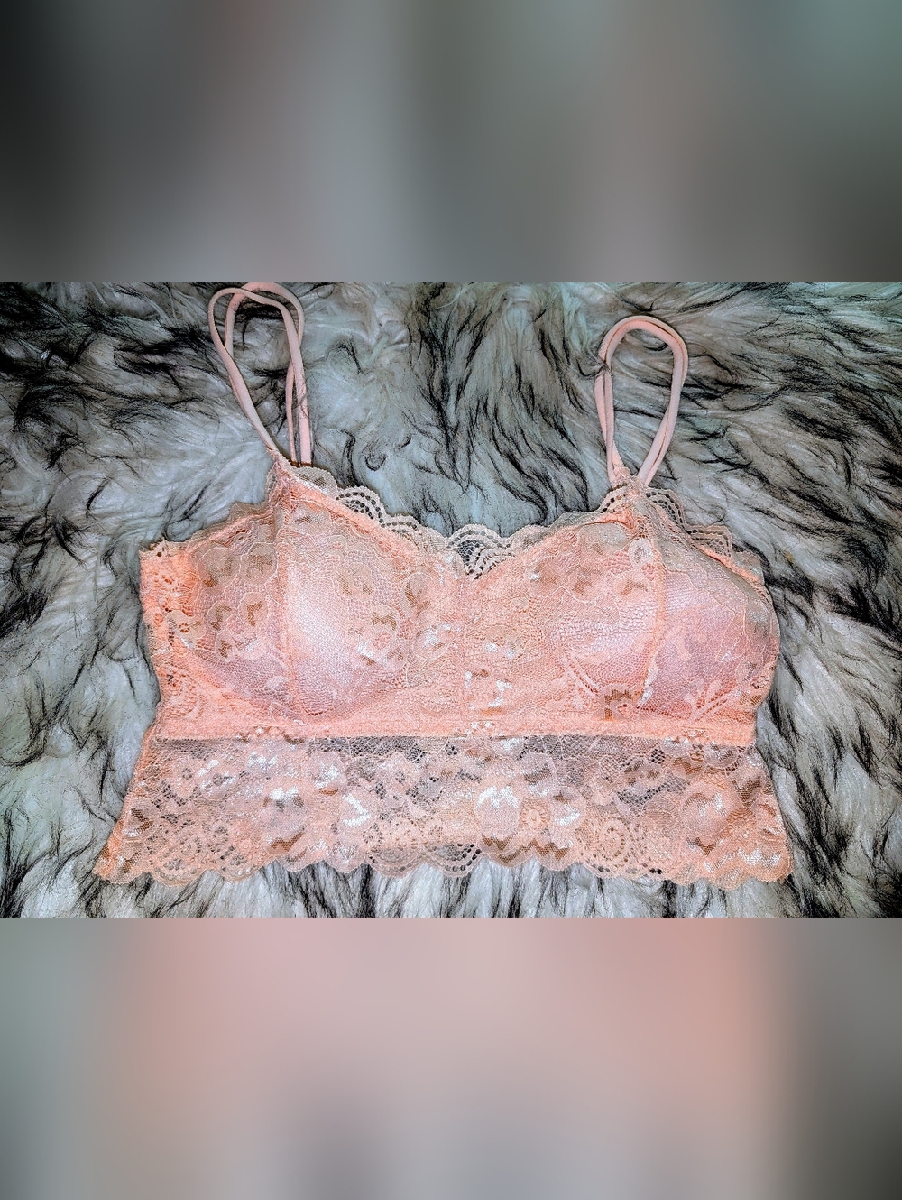 Beige Lace Bralette with Adjustable Straps Size Large